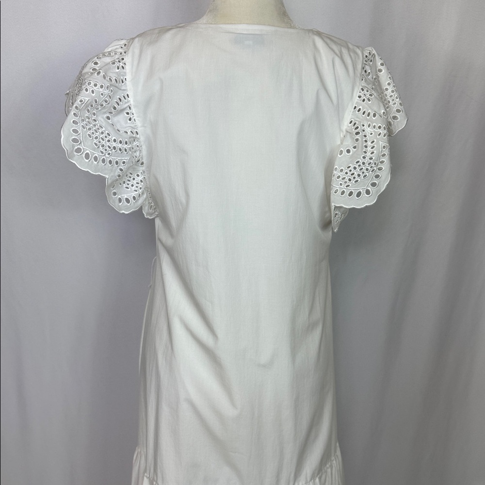 Rails Gia White Midi Dress Medium Eyelet Tiered‎ Flutter Sleeve NO BELT NWOT - Picture 10 of 15